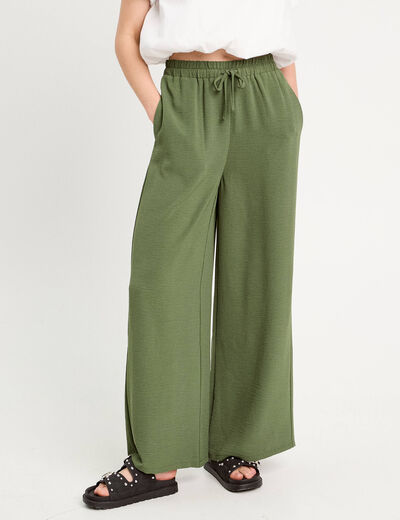 Pantalon large vert kaki femme