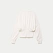 Gilet bas resserr&eacute; manches longues ecru femme