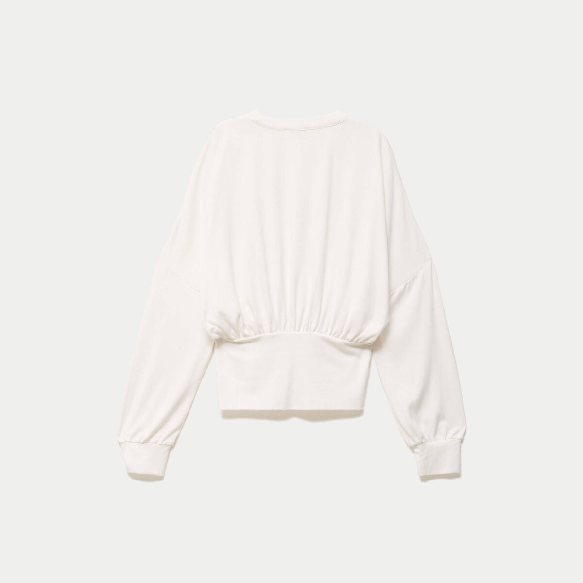 Gilet bas resserr&eacute; manches longues ecru femme