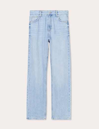 Jeans droit taille haute denim double stone femme