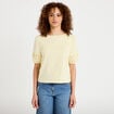 T-shirt col rond manches courtes jaune pastel femme