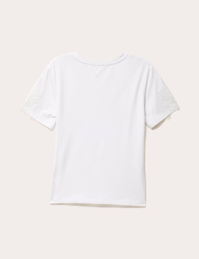 T-shirt manches courtes brodé blanc femme