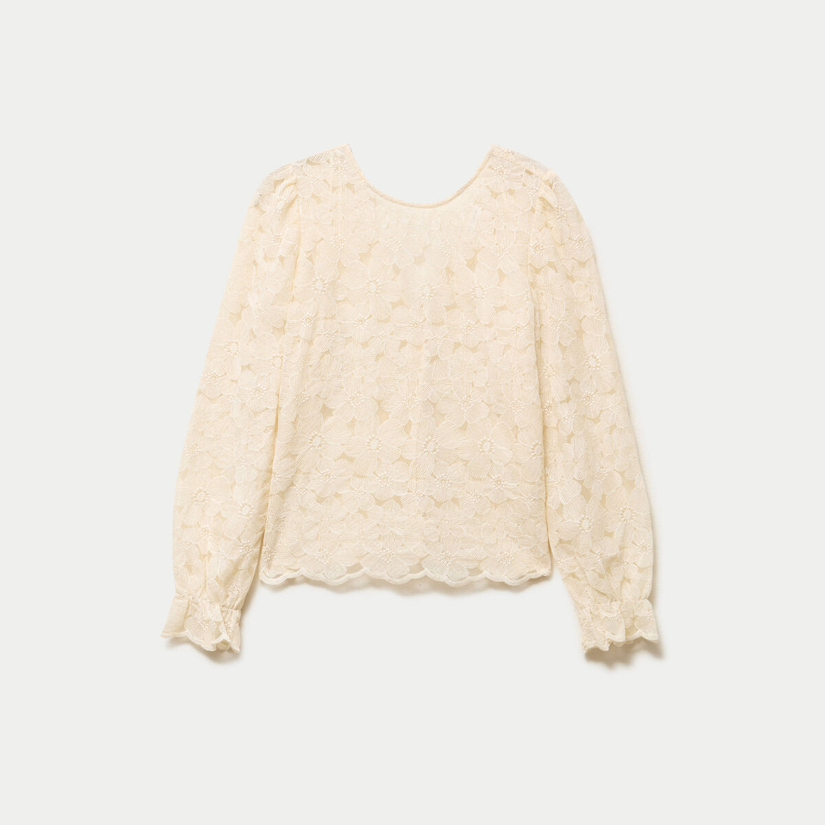 Blouse en dentelle d&eacute;collet&eacute; dos ecru femme