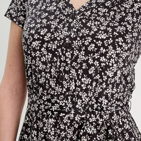 Robe évasée boutonnée noir femme