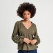 Blouse manches longues vert kaki femme