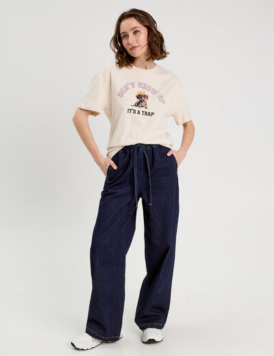 T-shirt manches courtes ecru femme