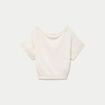 Pull ample cropped manches courtes ecru femme