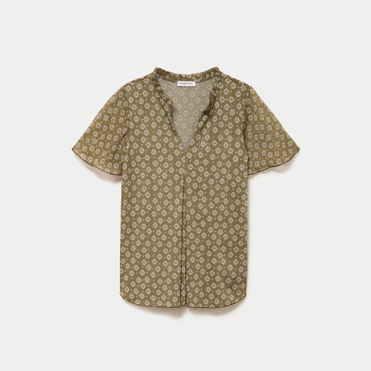 Blouse droite longue manches courtes vert femme