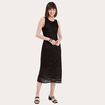 Robe midi moulante dentelle noir femme