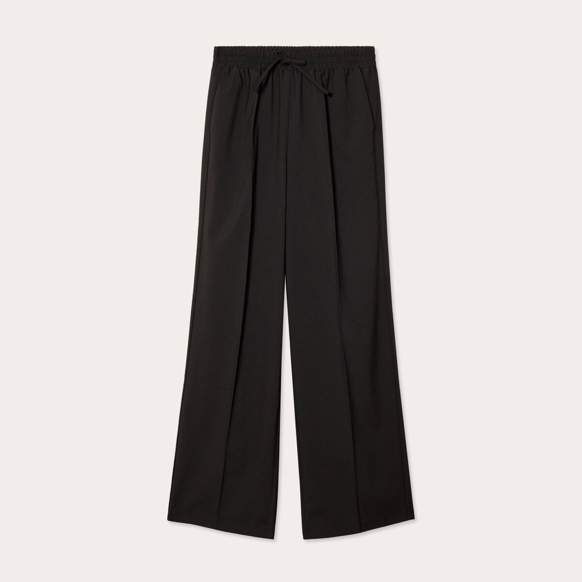 Pantalon large taille haute noir femme