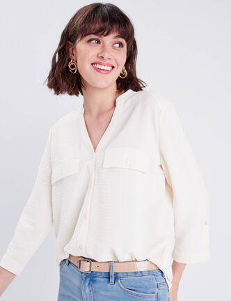 Chemise manches 3/4 ivoire femme