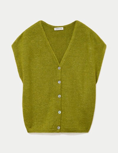 Gilet sans manches vert fonc&eacute; femme