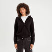 Gilet manches longues capuche noir femme