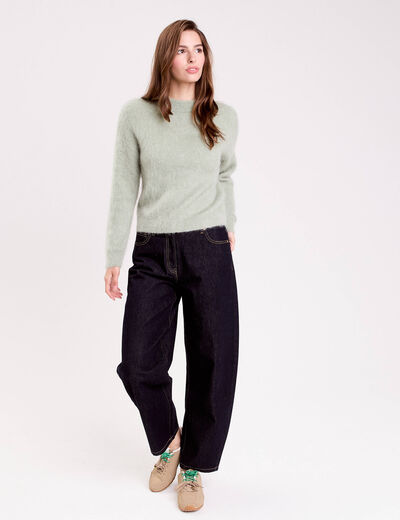 Pull duveteux vert pastel femme