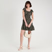 Robe évasée manches courtes noir femme