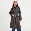 Manteau droit mi-long &agrave; manches longues gris femme