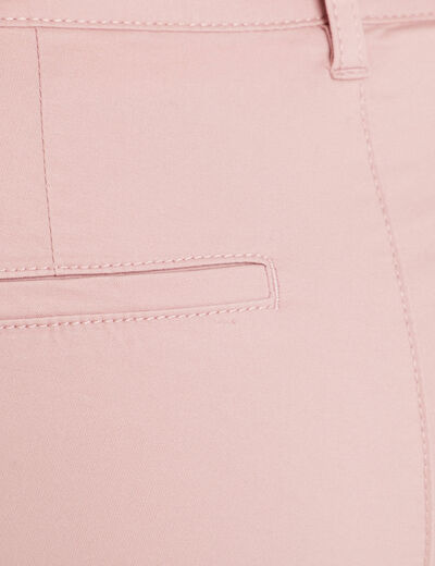 Pantalon chino 7/8ème rose pastel femme