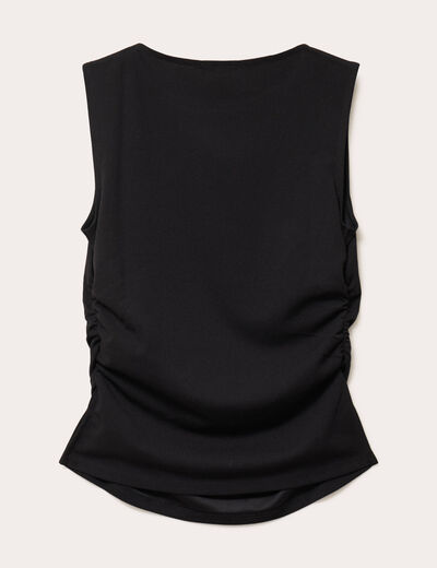 D&eacute;bardeur ajust&eacute; en cr&ecirc;pe col bateau noir femme