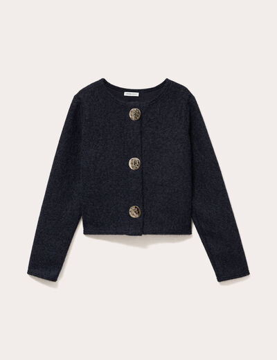 Veste effet polaire bleu marine femme