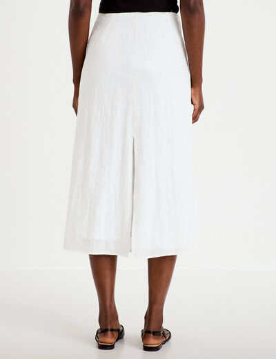 Jupe longue &eacute;vas&eacute;e pliss&eacute;e blanc femme