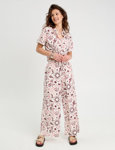 Pantalon large rose femme