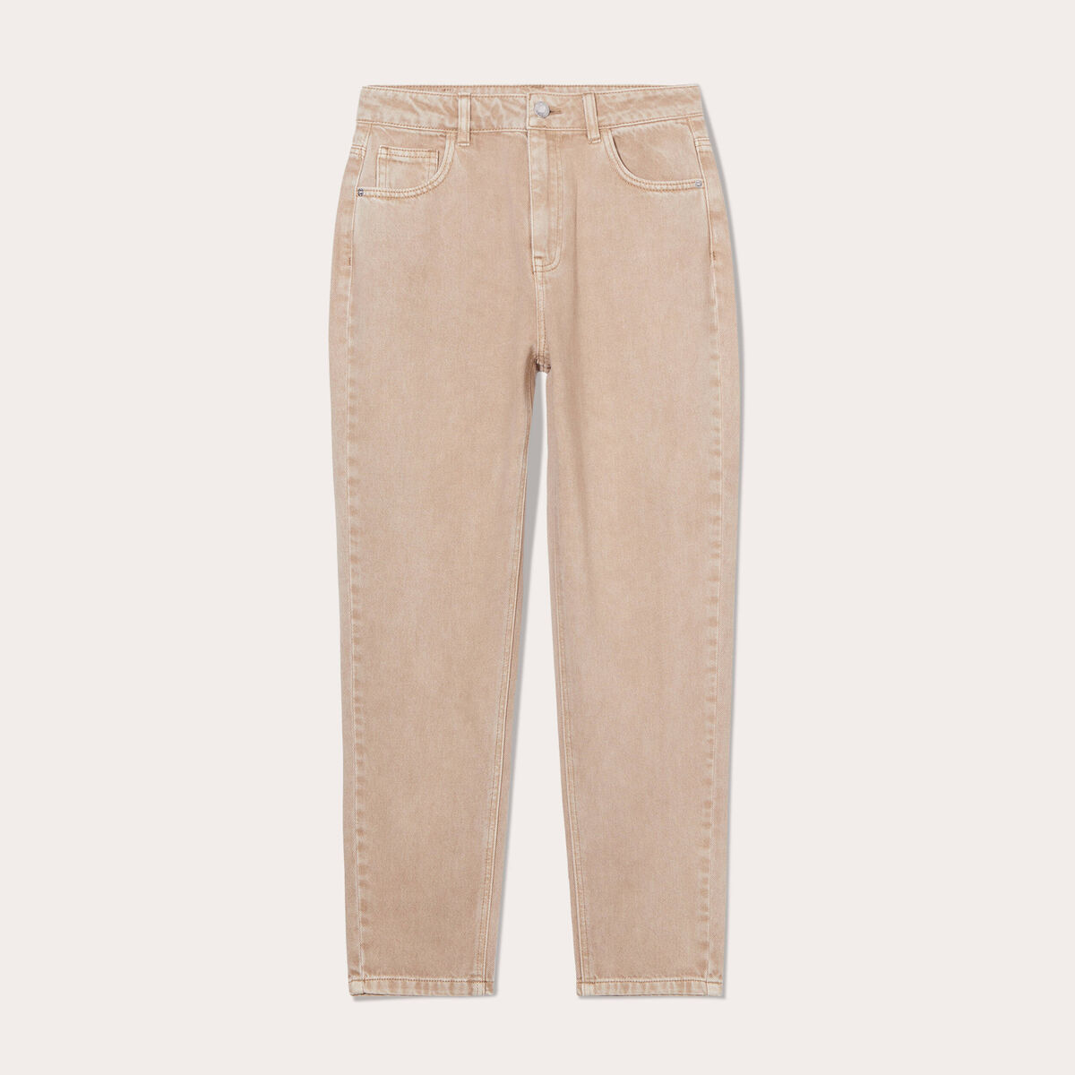 Jeans mom taille haute sable femme