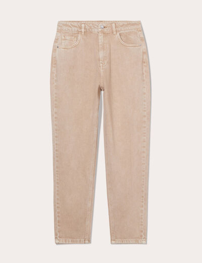 Jeans mom taille haute sable femme
