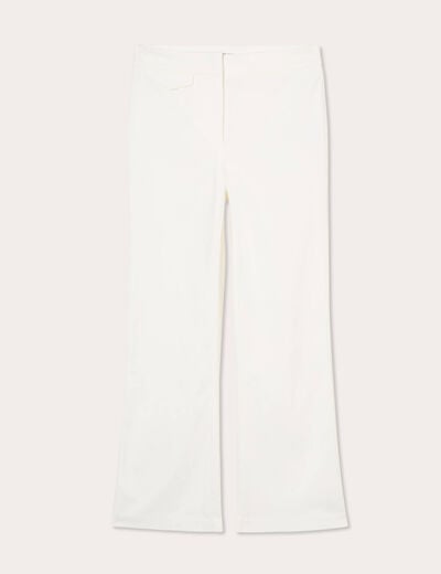 Pantalon large fluide ecru femme