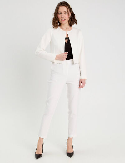 Veste courte cintrée ecru femme