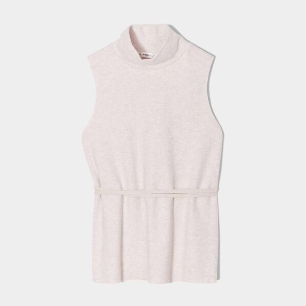 debardeur col montant beige femme Débardeur col montant beige femme