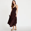 Jupon &eacute;vas&eacute; taille haute marron fonc&eacute; femme