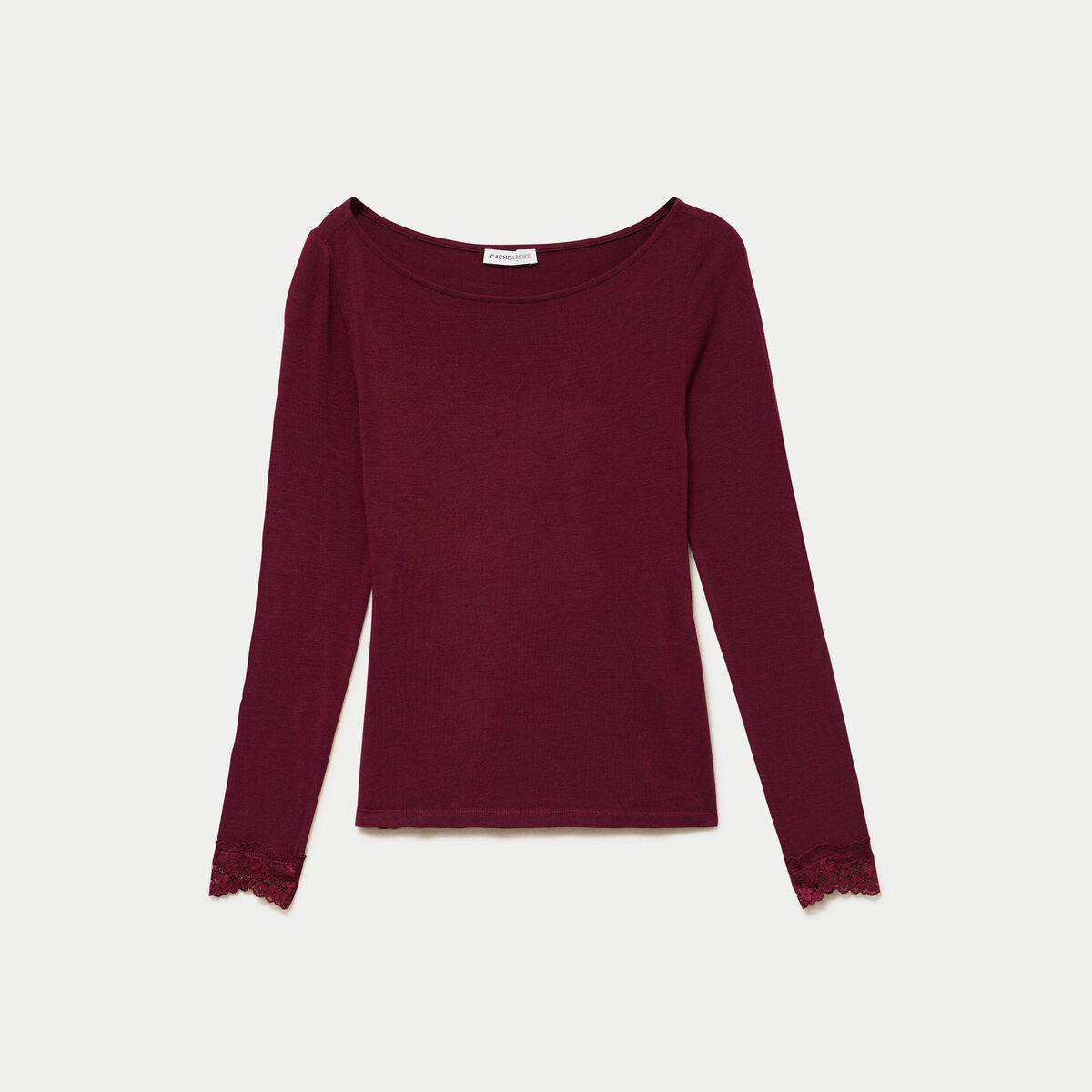 Seconde peau ajust&eacute;e col bateau bordeaux femme