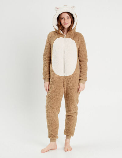 Combinaison pyjama capuche sable femme