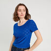 T-shirt broderie anglaise bleu electrique femme