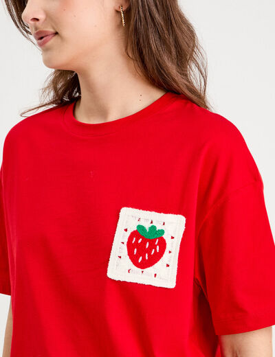 T-shirt manches courtes rouge femme