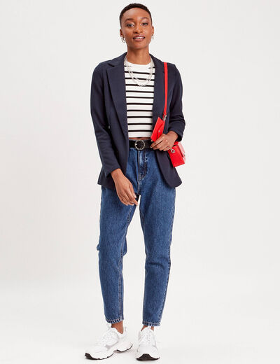 Veste blazer cintrée bleu marine femme