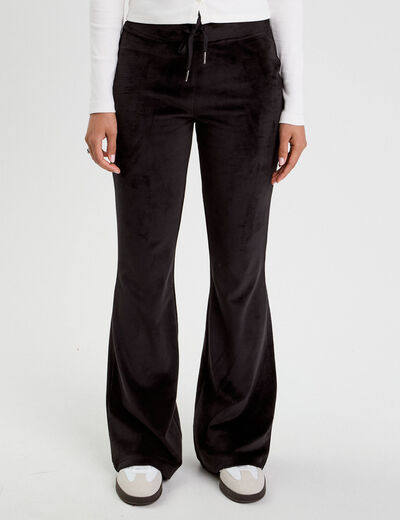 Pantalon bootcut velours noir femme
