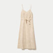 Robe droite 3/4 col v fines bretelles beige moyen femme