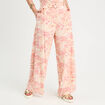 Pantalon large avec ceinture beige femme