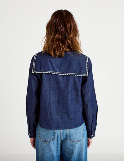 Chemise col marin denim double stone femme