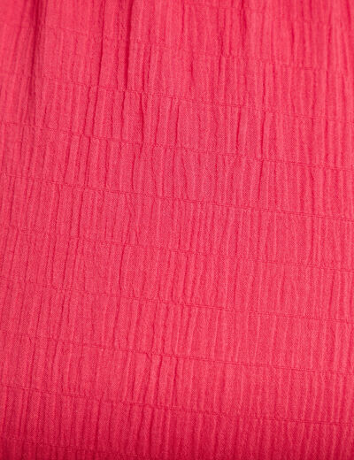 Pantalon large taille haute pliss&eacute; rose framboise femme