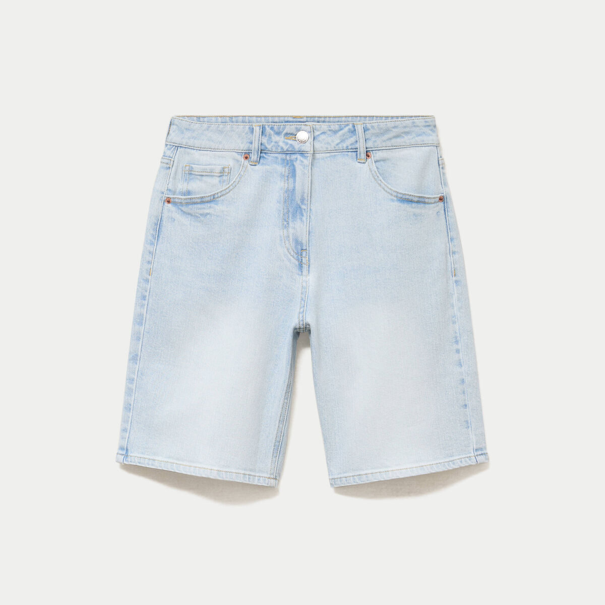 Bermuda large en jean denim bleach femme
