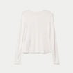Gilet ajust&eacute; col rond manches longues ecru femme