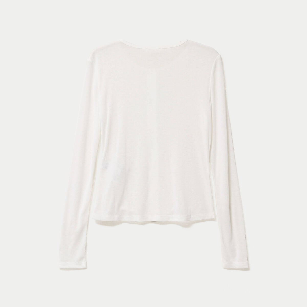 Gilet ajust&eacute; col rond manches longues ecru femme