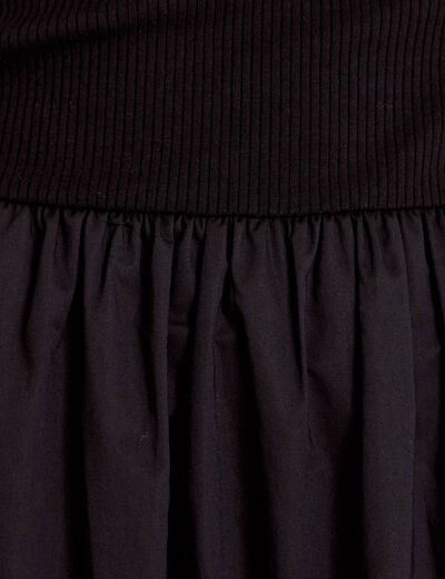 Robe longue &eacute;vas&eacute;e bi-mati&egrave;re noir femme