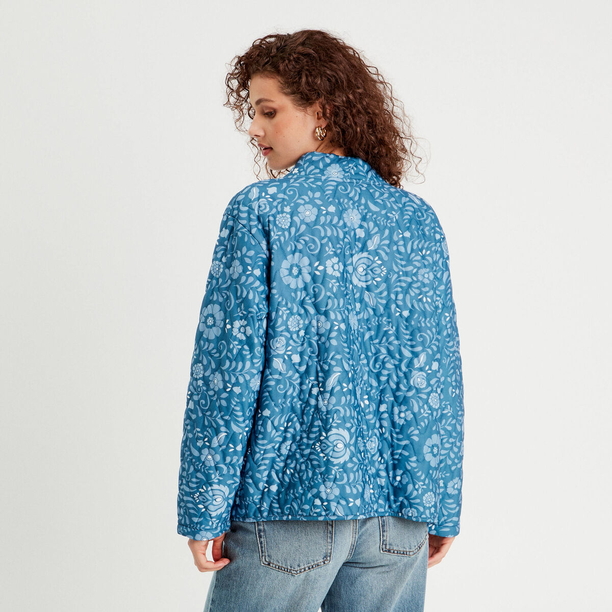 Veste effet matelass&eacute; bleu marine femme