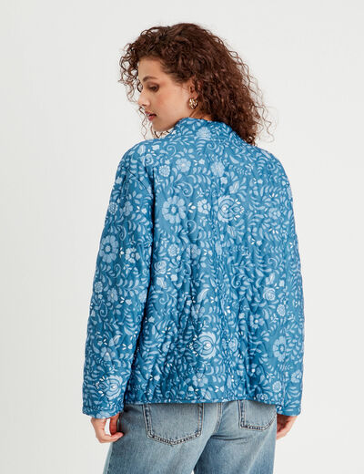 Veste effet matelassé bleu marine femme
