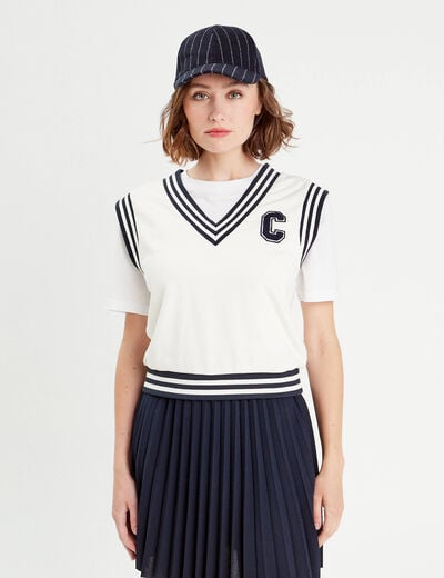 Sweat sans manches ecru femme