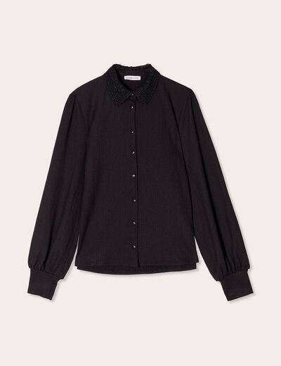 Chemise manches longues noir femme