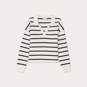 pull manches longues col polo ecru femme Pull manches longues col polo ecru femme